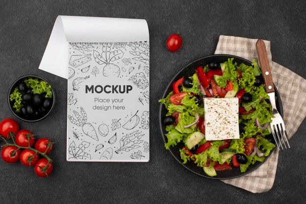 Free Top View Salad Bowl Mock-Up Psd