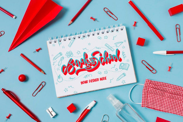 Free Top View School Supplies With Mock-Up Psd