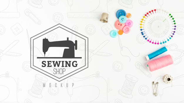 Free Top View Sewing Concept With Mock-Up Psd