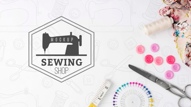 Free Top View Sewing Concept With Mock-Up Psd