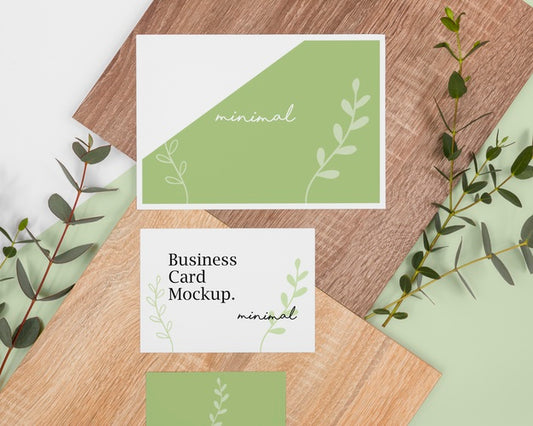 Free Top View Stationery With Leaves And Wood Psd