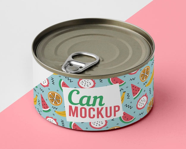 Free Top View Tin Can On Table Psd