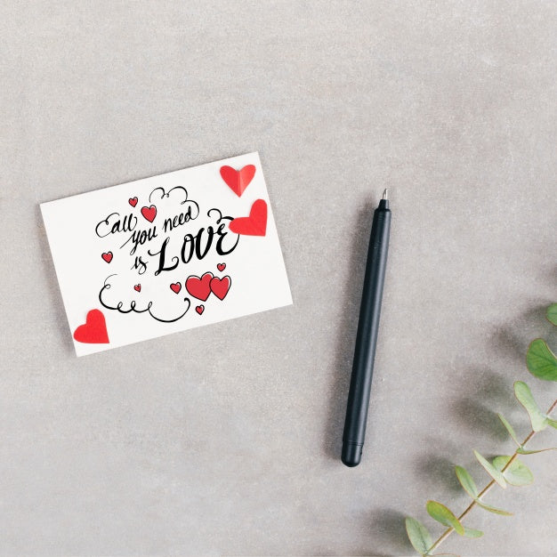 Free Top View Valentines Day Card Mockup Psd