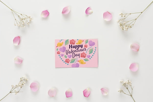 Free Top View Valentines Day Card Mockup Psd