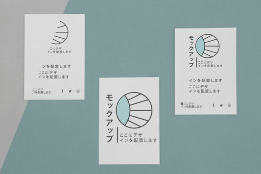 Free Top View Various Japanese Mock-Up Document Psd