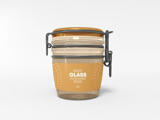 Free Transparent Glass Container Packaging Mockup Psd