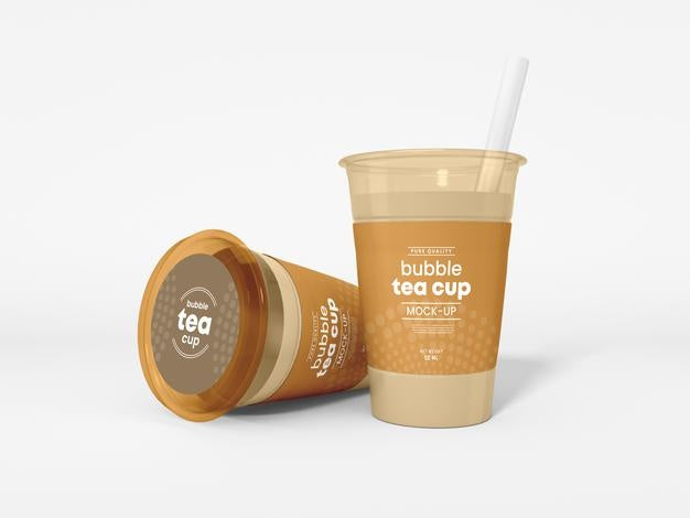 Free Transparent Plastic Bubble Tea Cup With Straw Mockup Psd