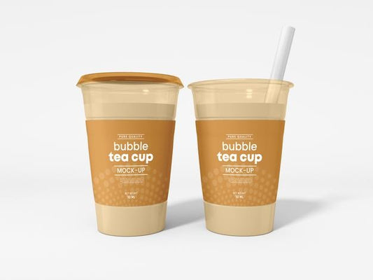 Free Transparent Plastic Bubble Tea Cup With Straw Mockup Psd