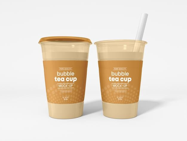 Free Transparent Plastic Bubble Tea Cup With Straw Mockup Psd