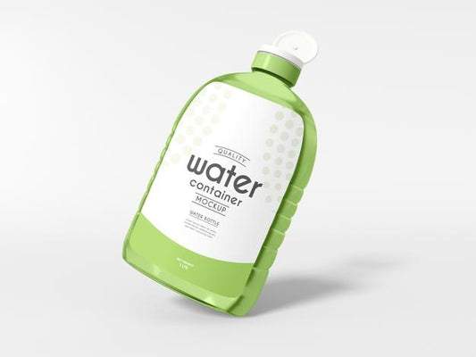 Free Transparent Water Bottle Container Mockup Psd