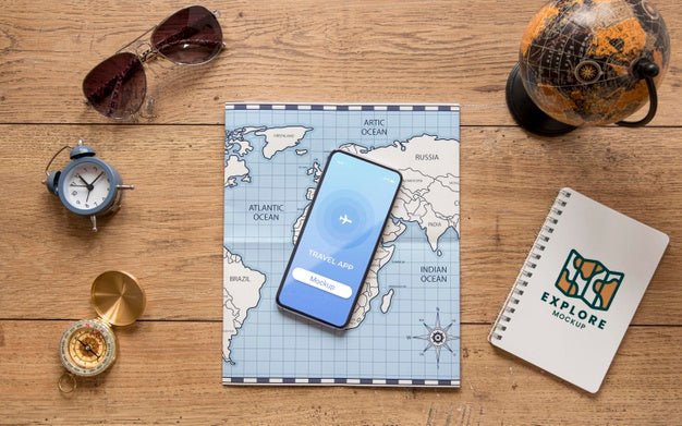 Free Travel Concept With Phone Mockup Psd