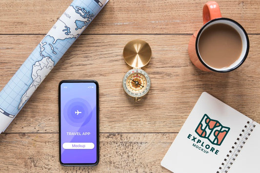 Free Travel Concept With Phone Mockup Psd