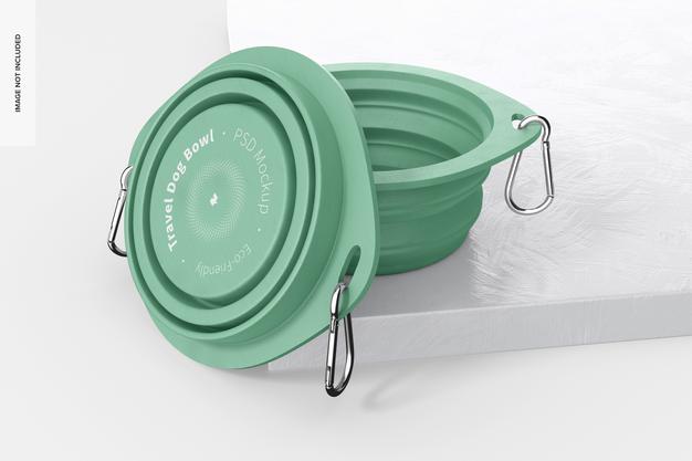 Free Travel Dog Bowls Mockup, Opened And Closed Psd