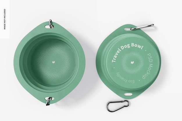 Free Travel Dog Bowls Mockup, Top View Psd