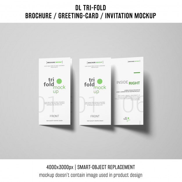 Free Trifold Brochure Or Invitation Mockup Psd