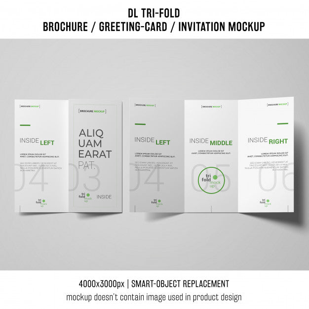 Free Trifold Brochure Or Invitation Mockup Psd