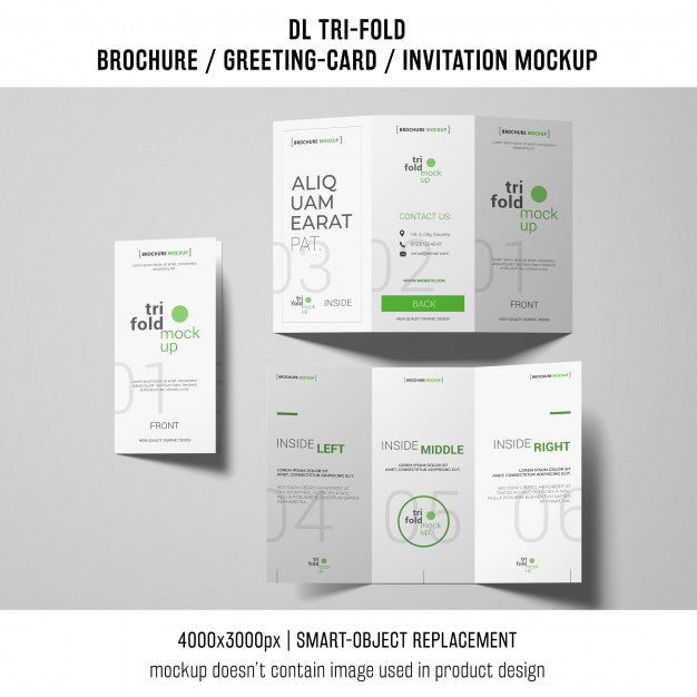 Free Trifold Brochure Or Invitation Mockups Psd