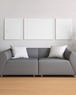 Free Triple Poster In Living Room Mockup