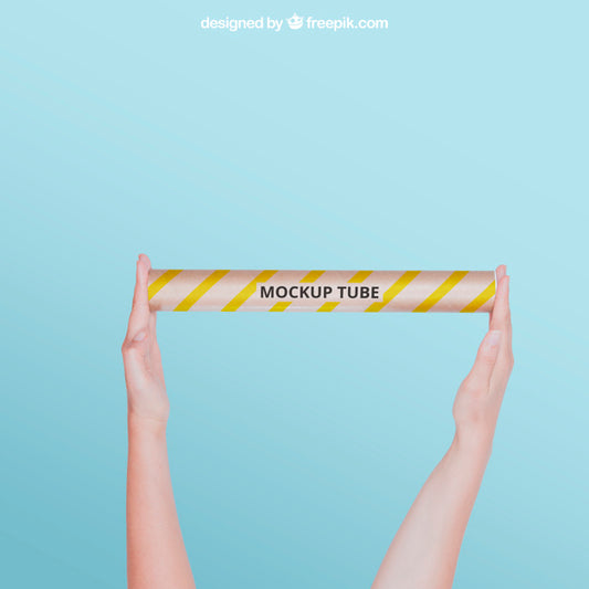 Free Tube Mockup With Arms Psd