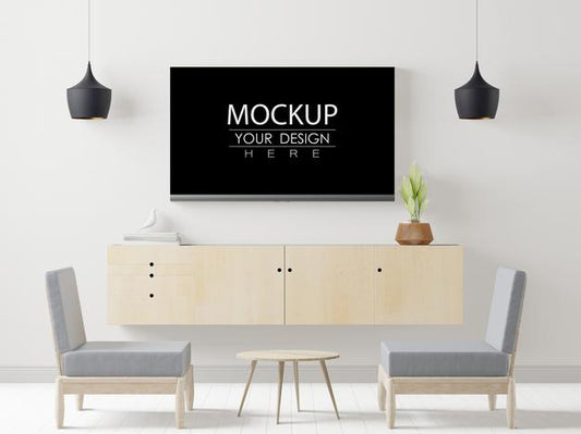 Free Tv In Living Room Mockup Psd