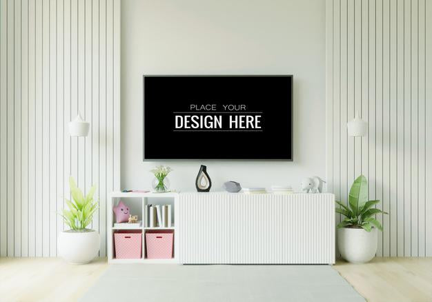 Free Tv In Living Room Mockup Psd