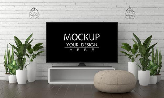 Free Tv In Living Room Mockup Psd