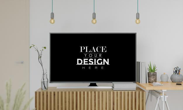 Free Tv In Living Room Mockup Psd