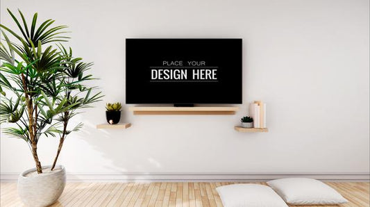 Free Tv In Living Room Mockup Psd