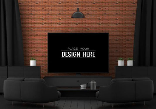 Free Tv In Living Room Psd Mockup Psd