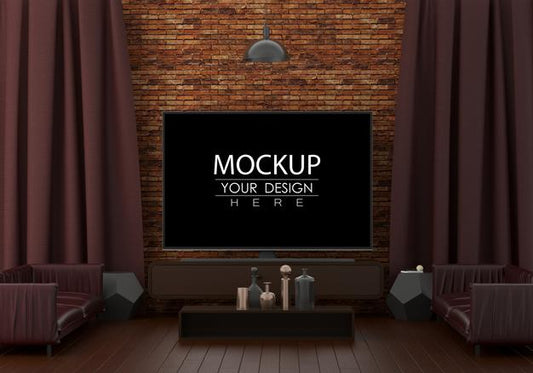 Free Tv In Living Room Psd Mockup Psd