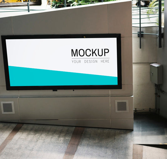 Free Tv Screen Mockup At Walkway Psd