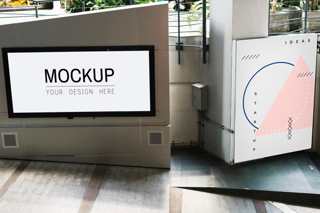 Free Tv Screen Mockup At Walkway Psd