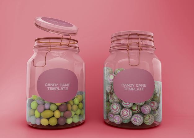 Free Two Candy Jars Mockup Psd