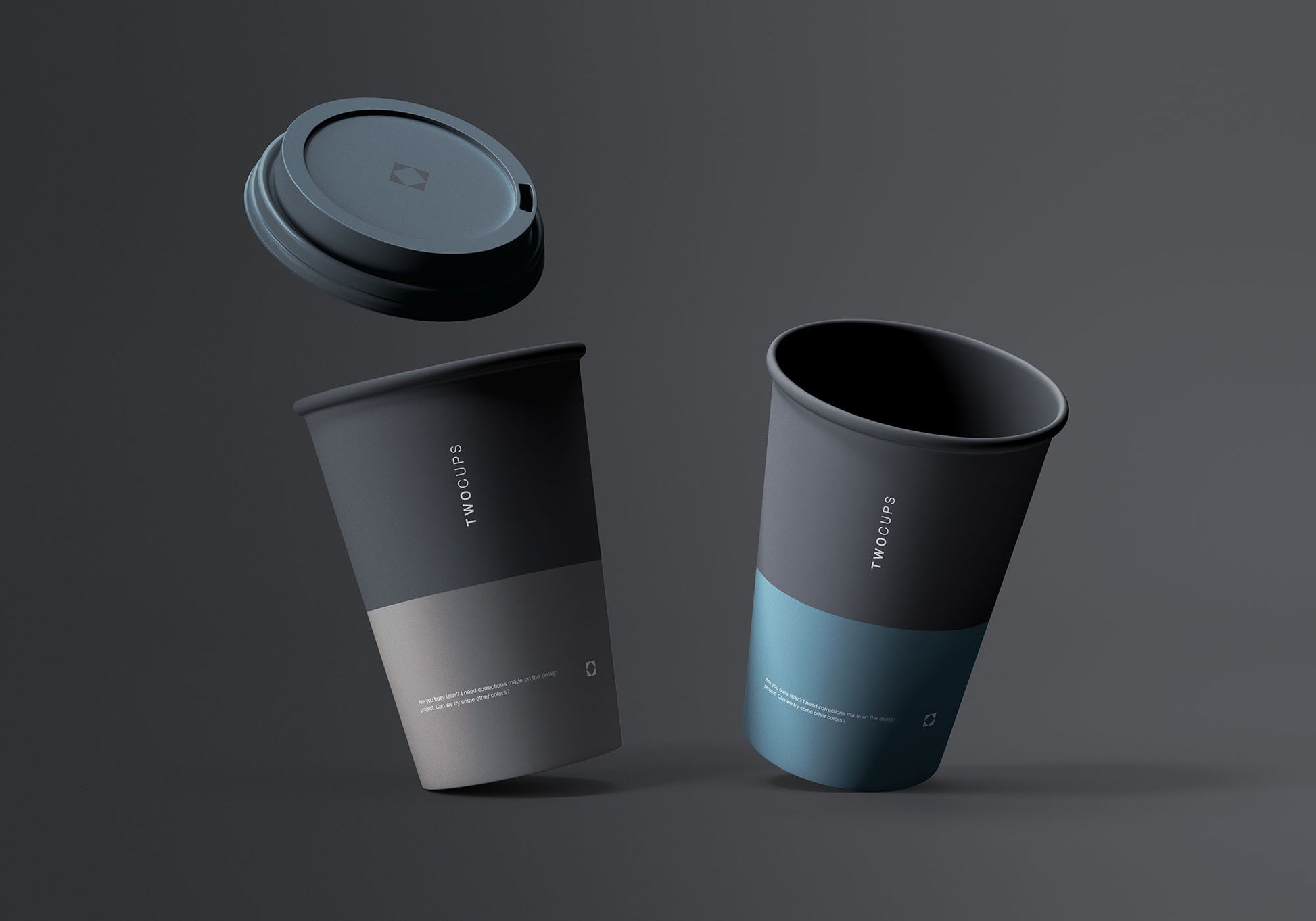 Free Two Disposable Coffee Cups Mockup