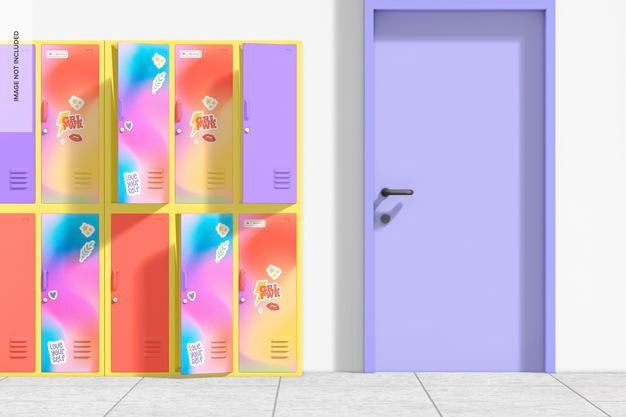 Free Two Door Lockers Mockup Psd