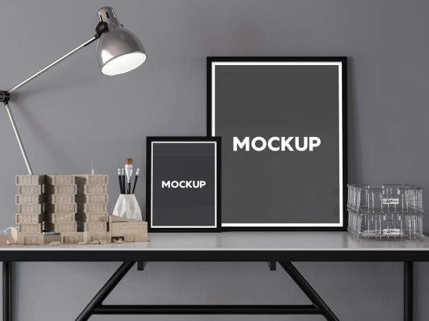 Free Two Frames On A Desktop Mock Up Design Psd