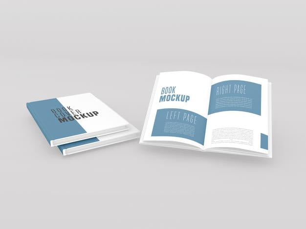 Free Two Hard Cover With Open Book Mockup Psd