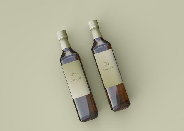 Free Two Olive Oil Bottle Mockup Psd