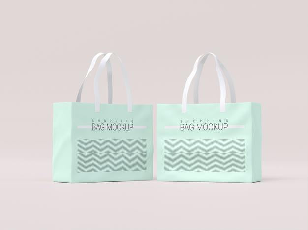 Free Two Shopping Bag Mockup Psd