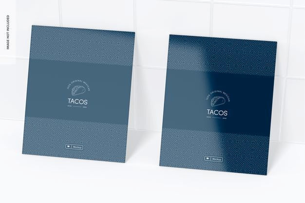 Free Two-Sided Menu Covers Mockup, Leaned Psd