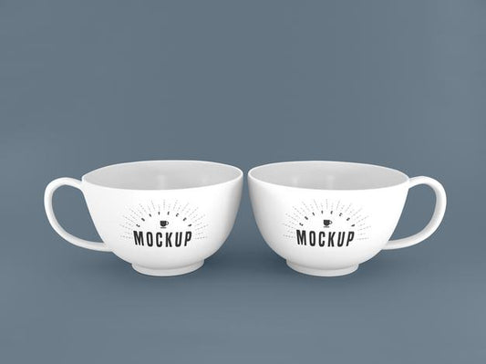 Free Two White Mugs Mockup Psd