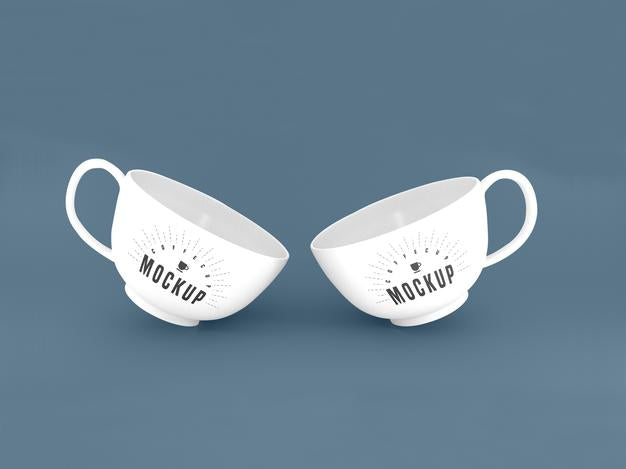 Free Two White Mugs Mockup Psd