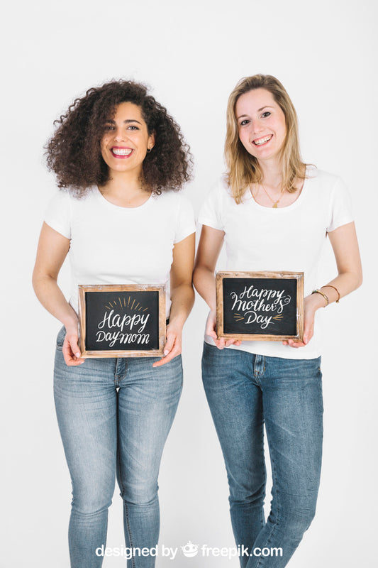 Free Two Women Showing Slate Psd