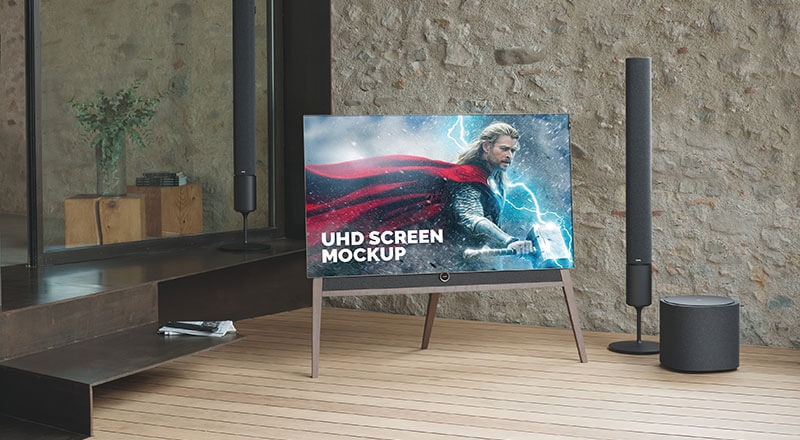 Free Uhd Tv Lcd Screen Mockup Psd