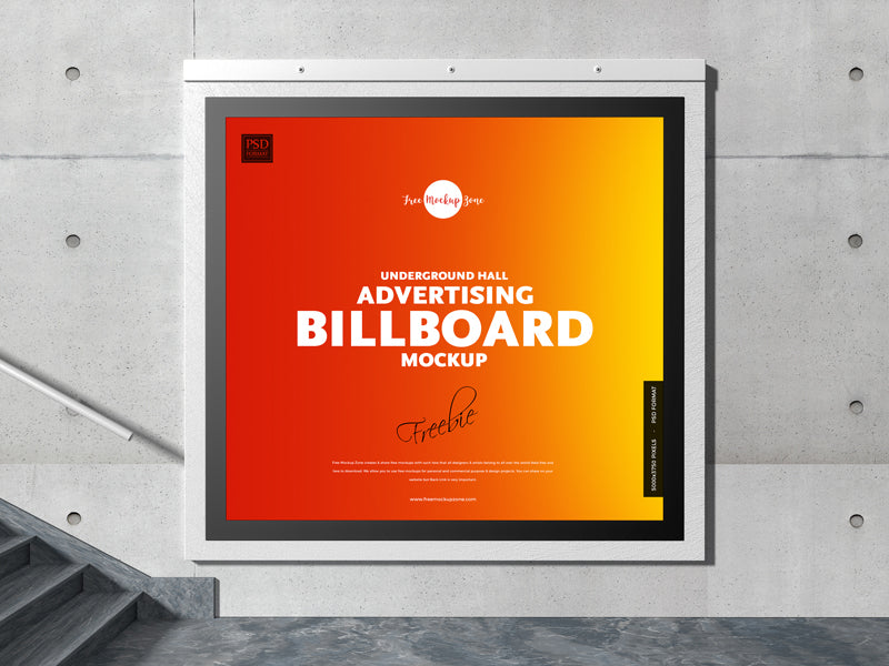 Free Underground Hall Advertising Billboard Mockup