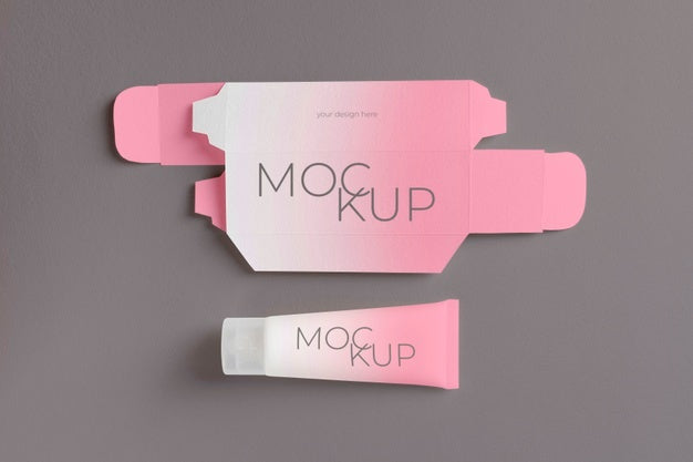 Free Unfolded Cosmetic Box Mockup Psd