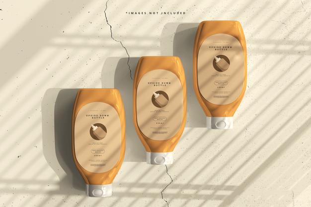 Free Upside Down Bottles Mockup Psd