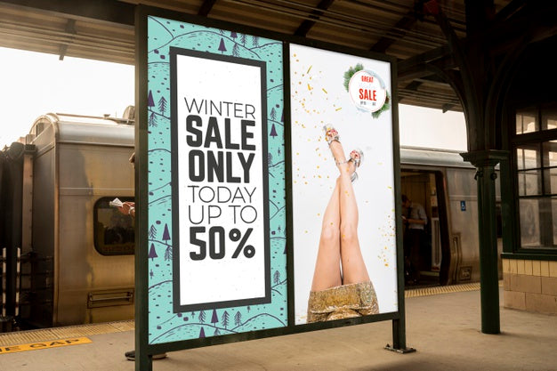 Free Urban Billboard Mock-Up With Sale Psd