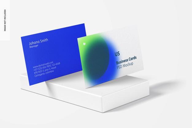 Free Us Landscape Business Cards Mockup Psd