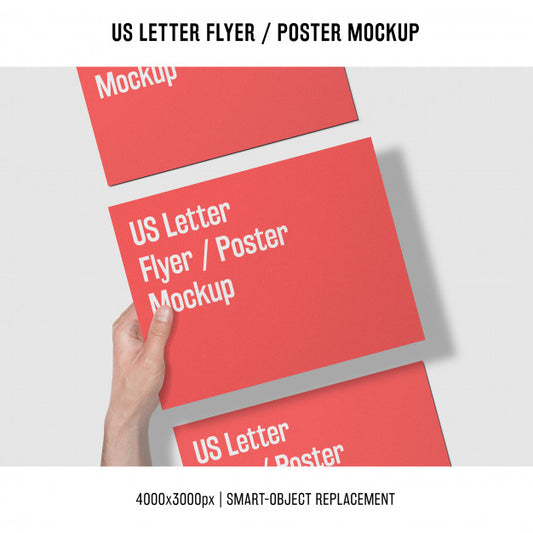 Free Us Letter Flyer Or Poster Mockups With Hand Picking One Psd